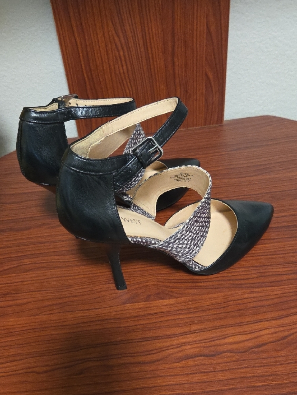 Nine West Black Pointed-Toe Ankle-Strap Pumps with Woven Band - Picture 2 of 4